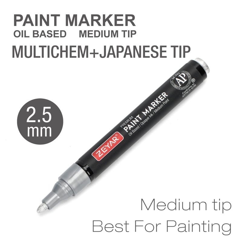 ZEYAR Oil-Based Paint Markers for Rock Painting, Medium Point, Waterproof ink, 18 Colors, AP Certified, Great on Mug, Rock, Glass, Canvas, Metal and more (18 Colors) - Image 4